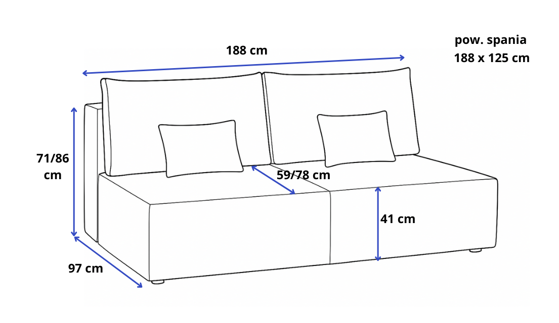 Sofa Mila z funkcją spania w tkaninie Poso