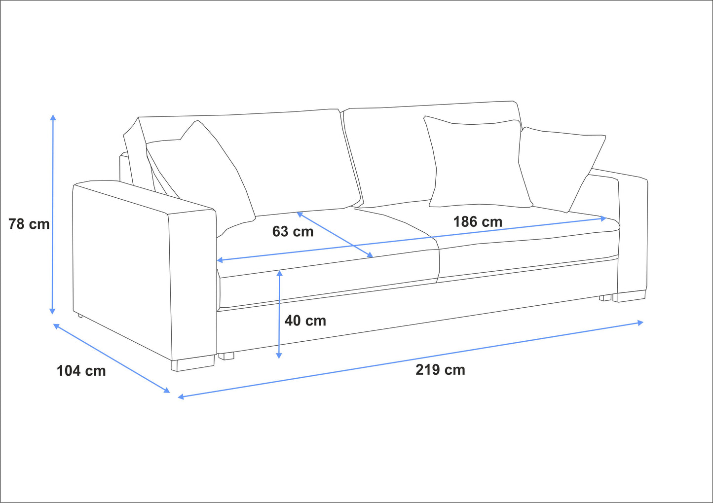 Sofa Robin z funkcją spania w tkaninie Poso